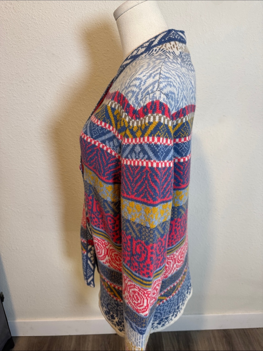 NWT IVKO Multicolor Jacquard Button Cardigan Sweater Runs Small size EU 42 - Picture 7 of 16